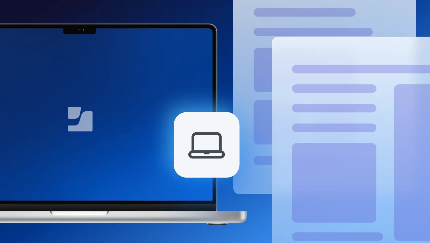 A stylized image of a laptop with a padlock icon, representing macOS security