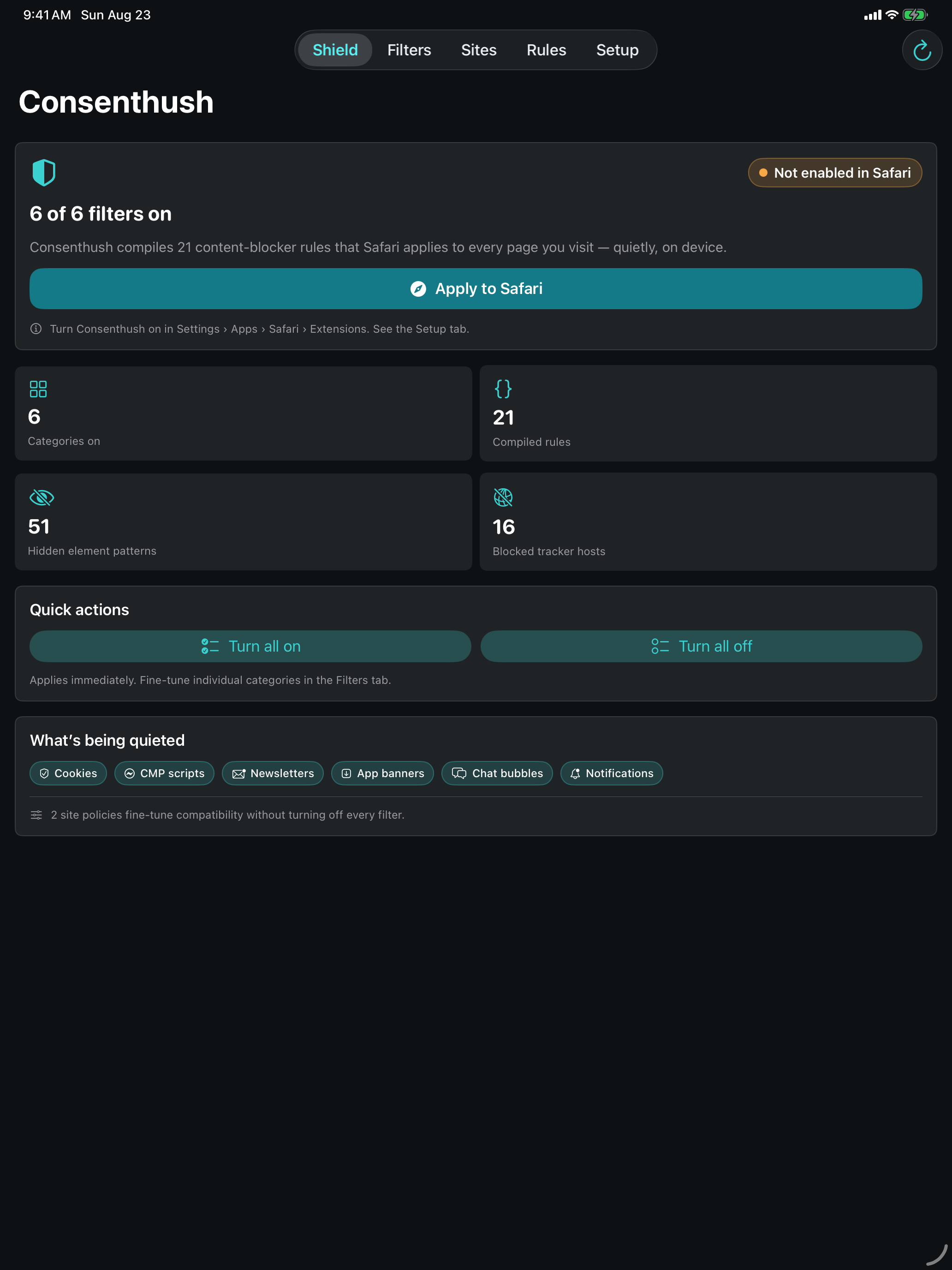 Consenthush: Content Blocker iPad screenshot 1 of 5