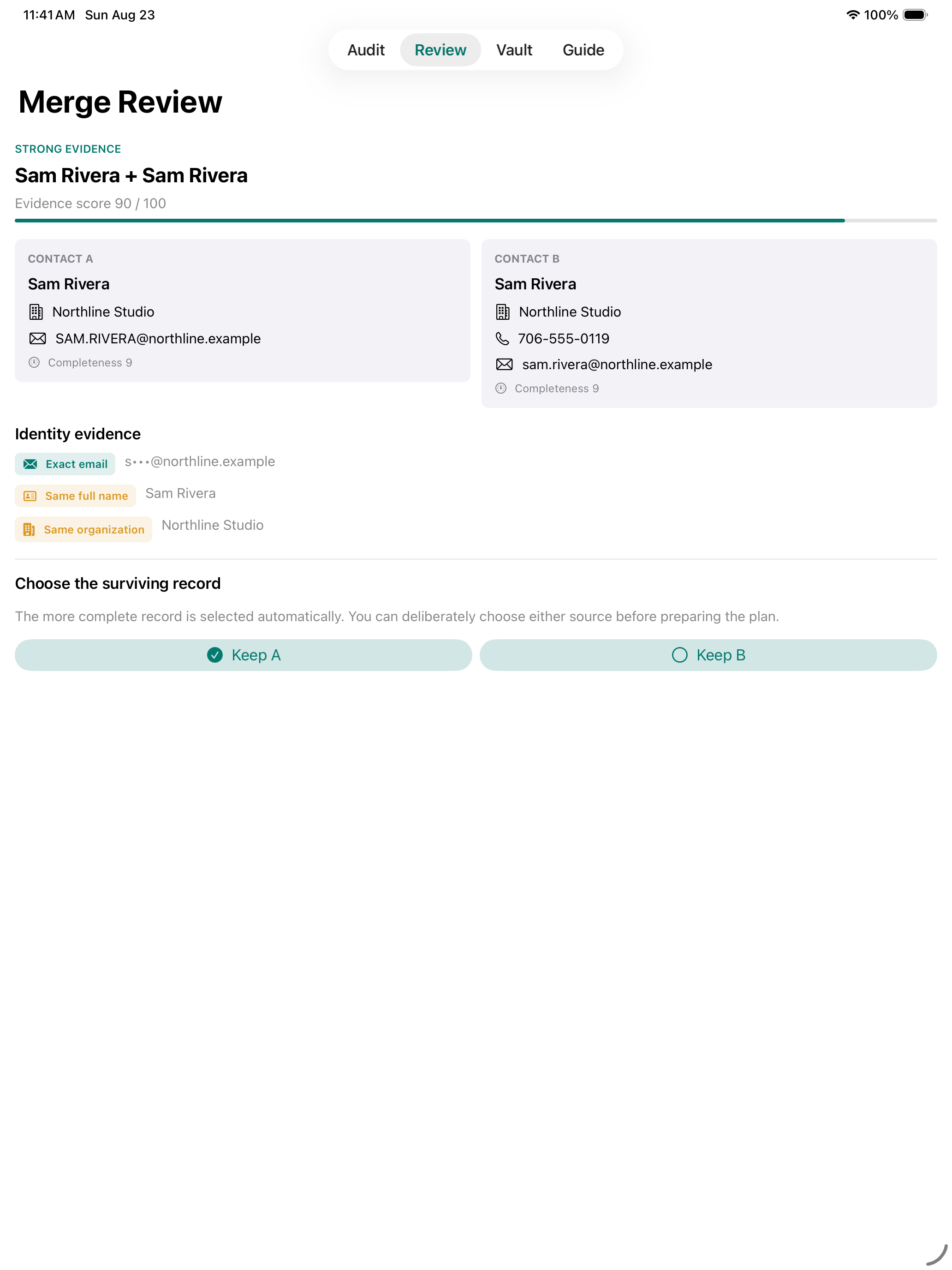 Contactmend: Safe Merge iPad screenshot 2 of 6