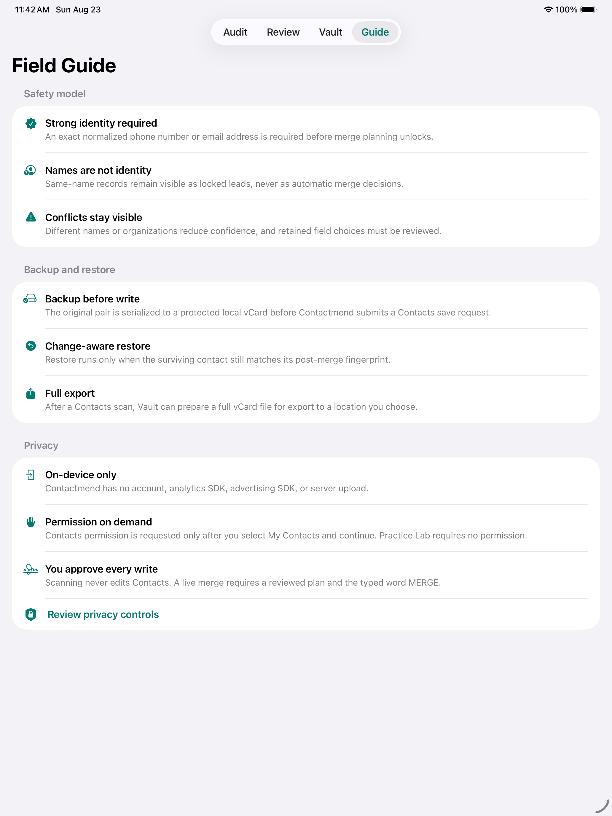 Contactmend: Safe Merge iPad screenshot 5 of 6