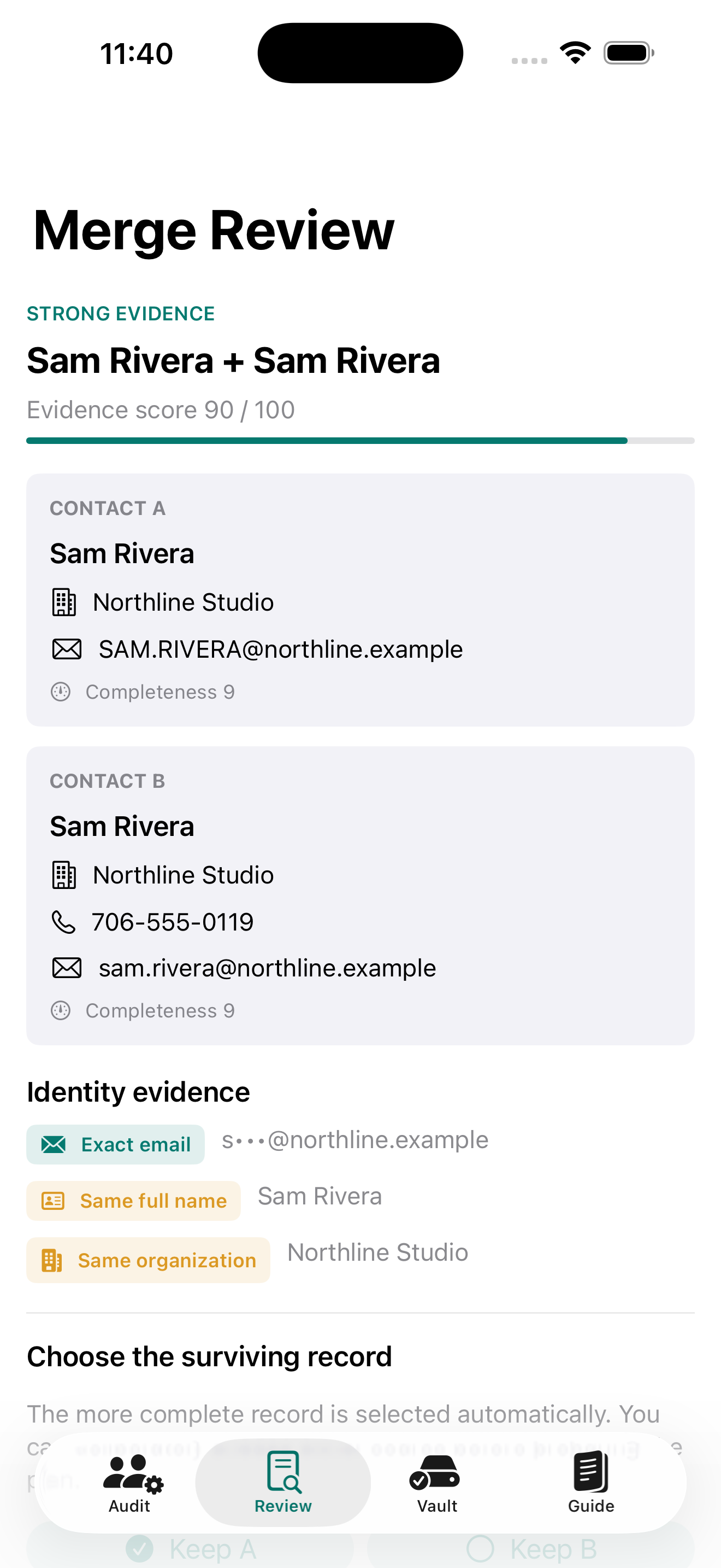 Contactmend: Safe Merge screenshot 2 of 6
