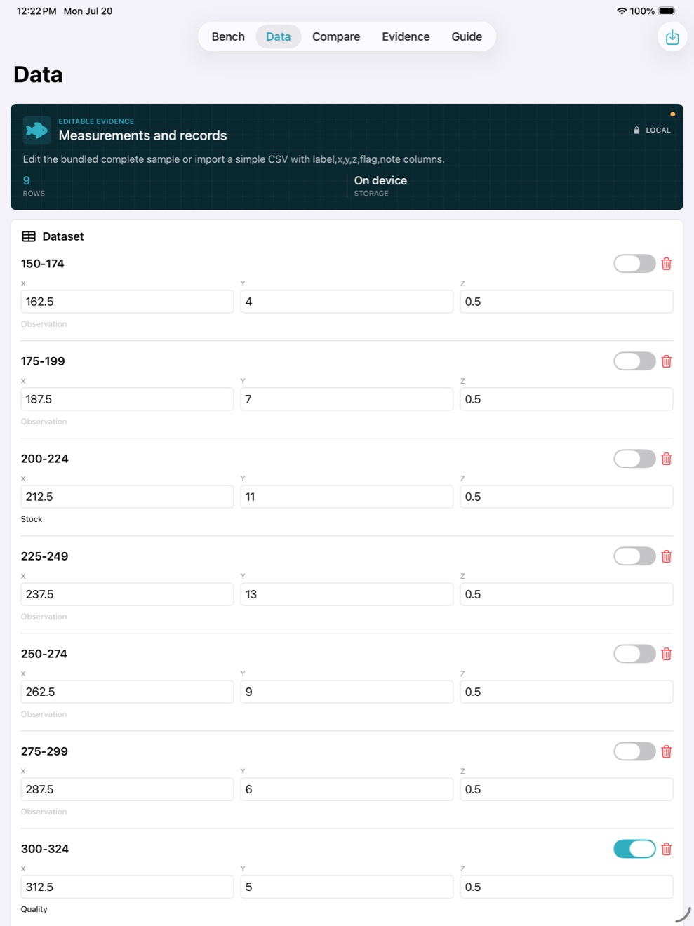 Creelcurve: Fisheries Lab iPad screenshot 2 of 4