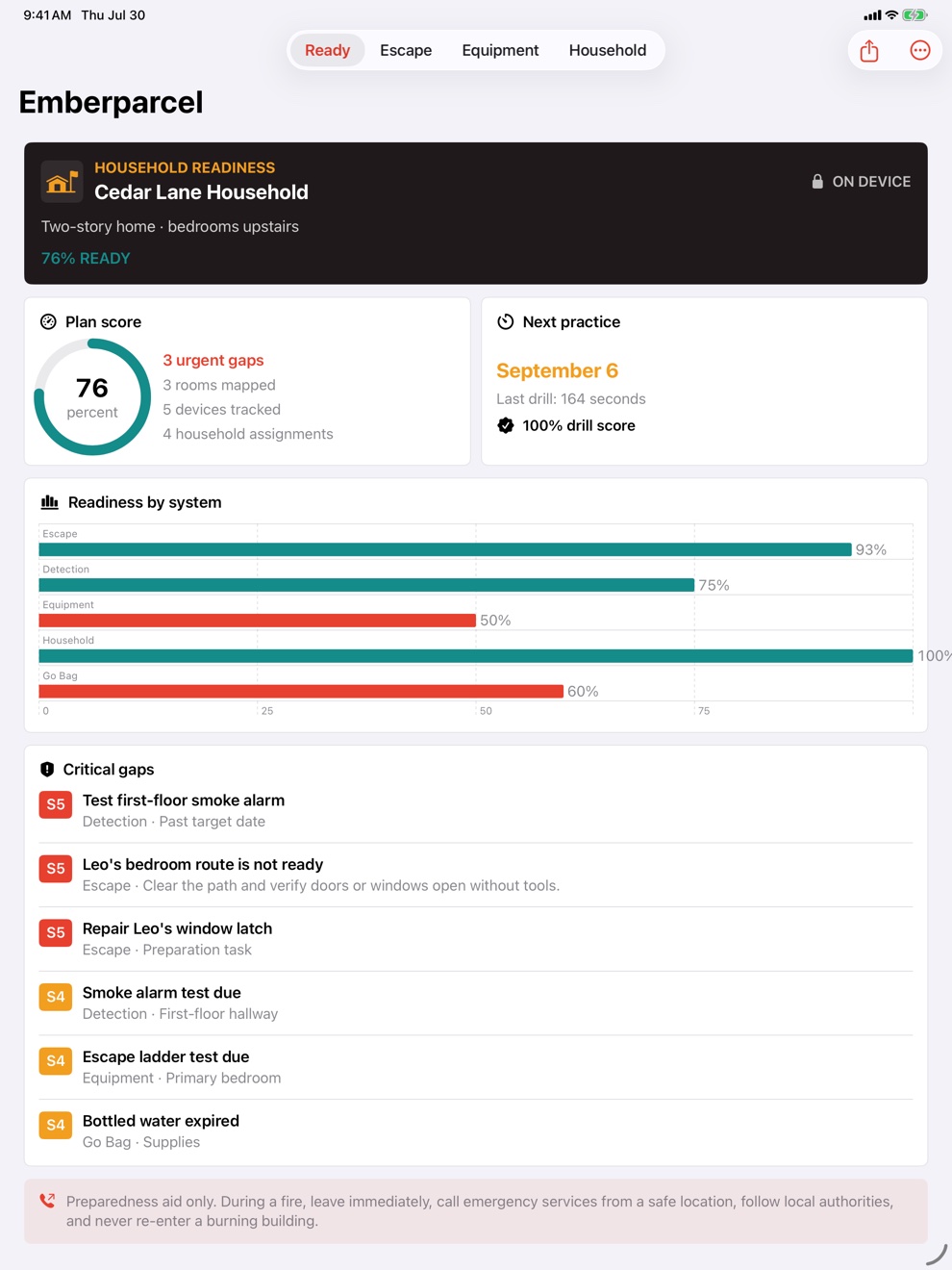 Emberparcel: Home Fire Plan iPad screenshot 1 of 4