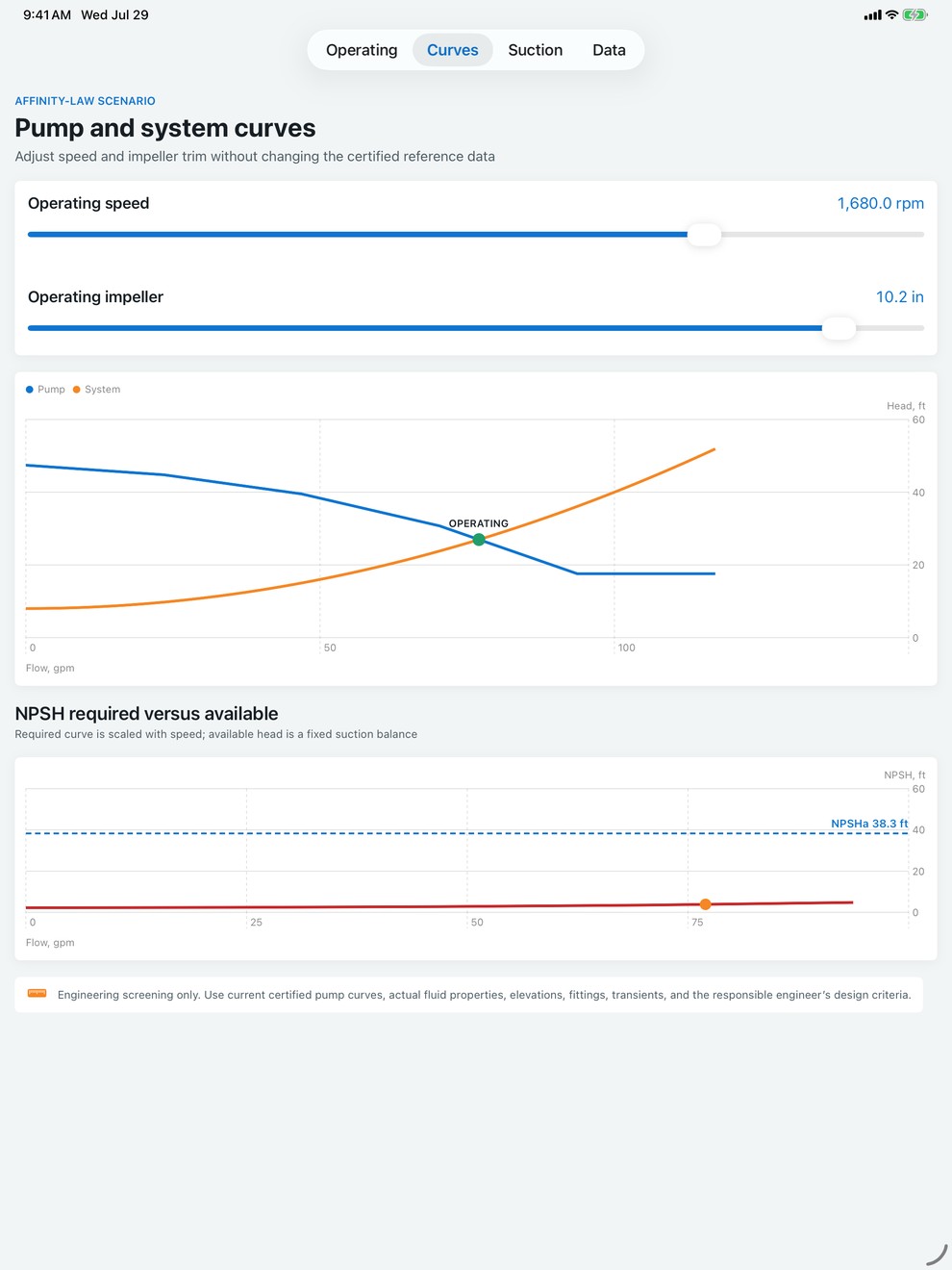 NPSHgraph: Pump Curves iPad screenshot 2 of 4