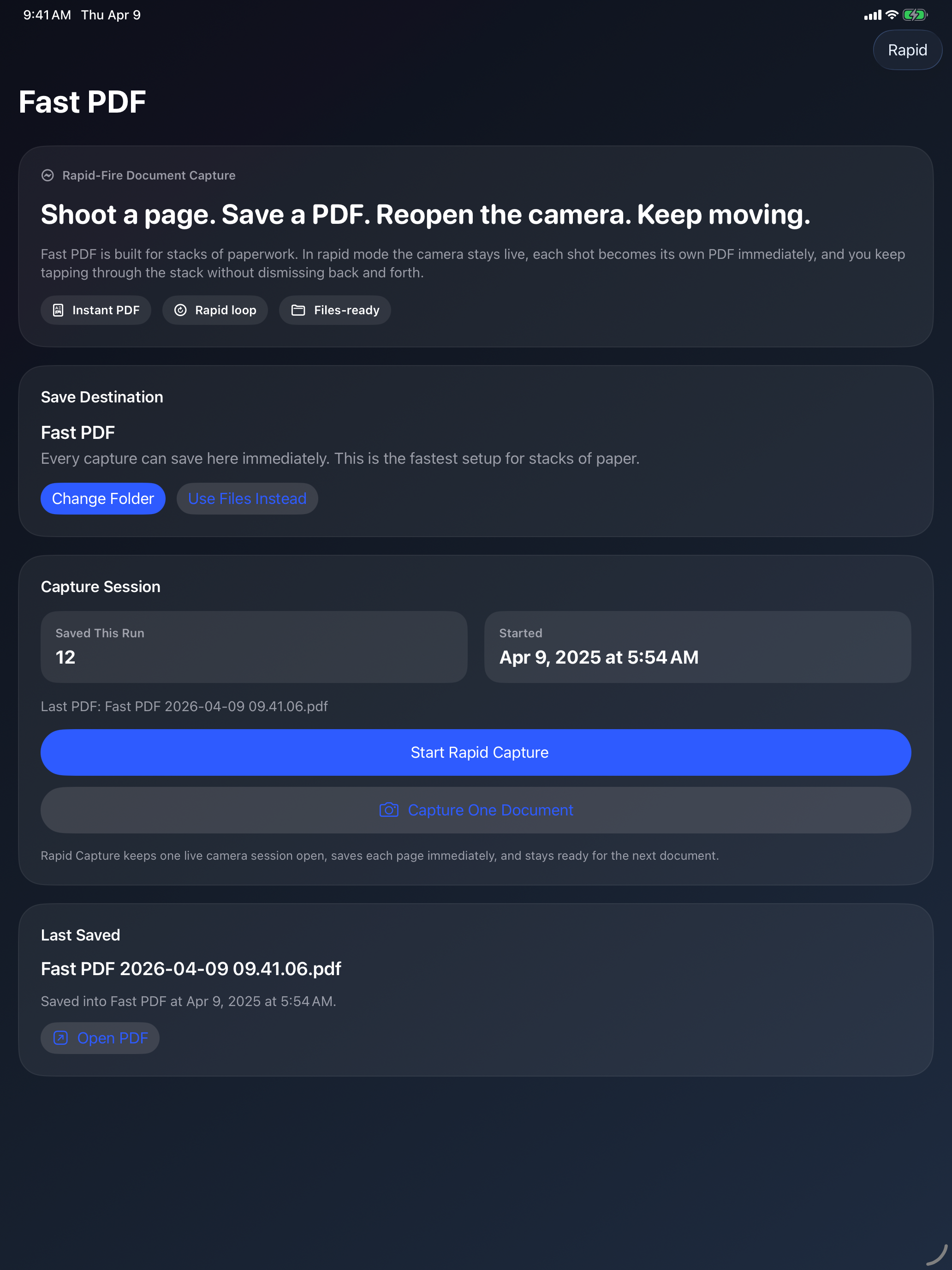 Fast PDF saved files on iPad