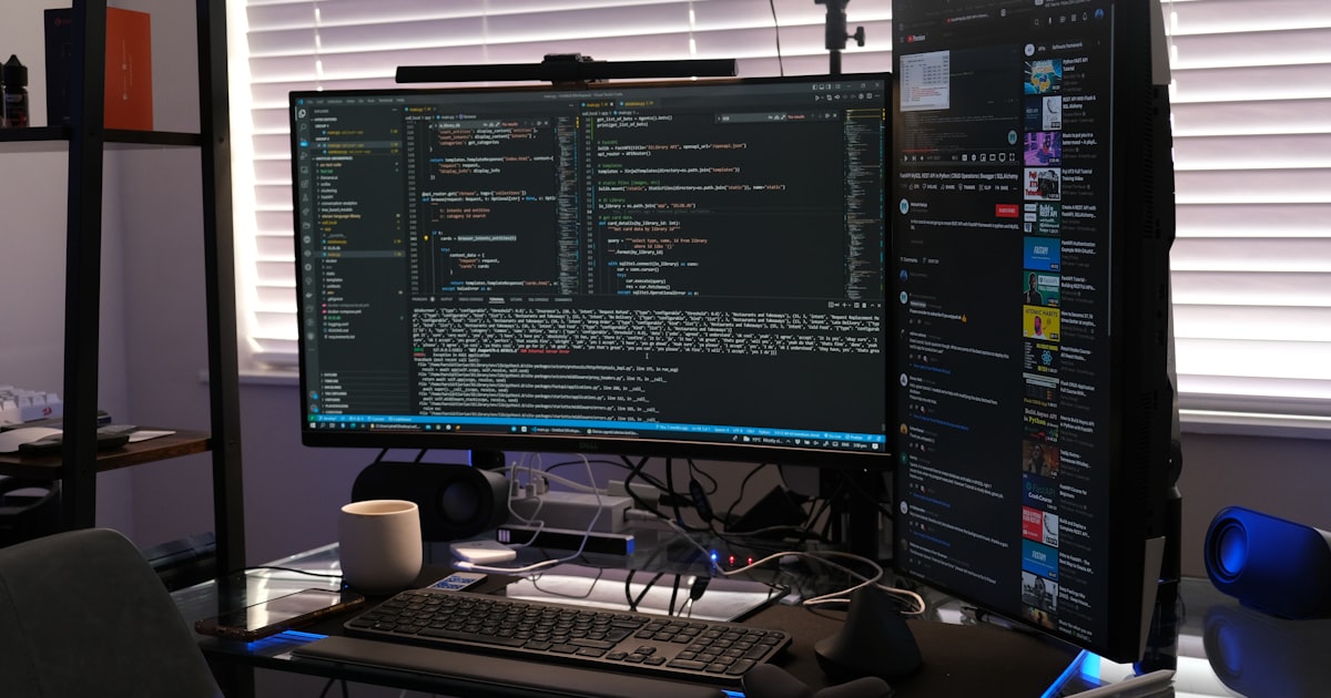 a computer monitor sitting on top of a desk