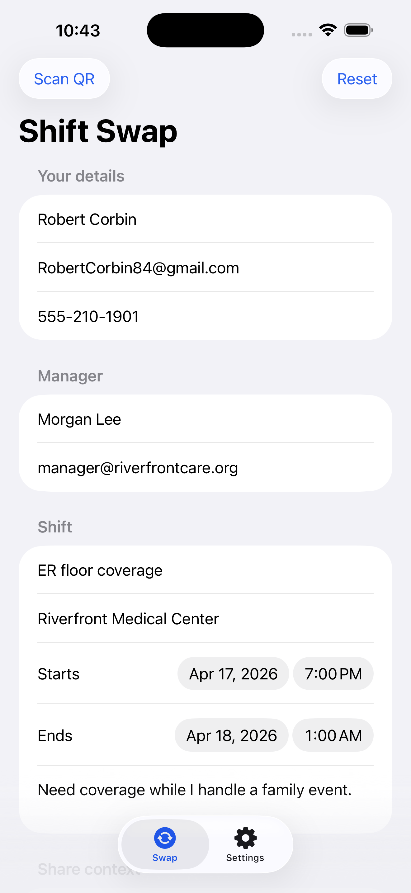 Shift sharing screen