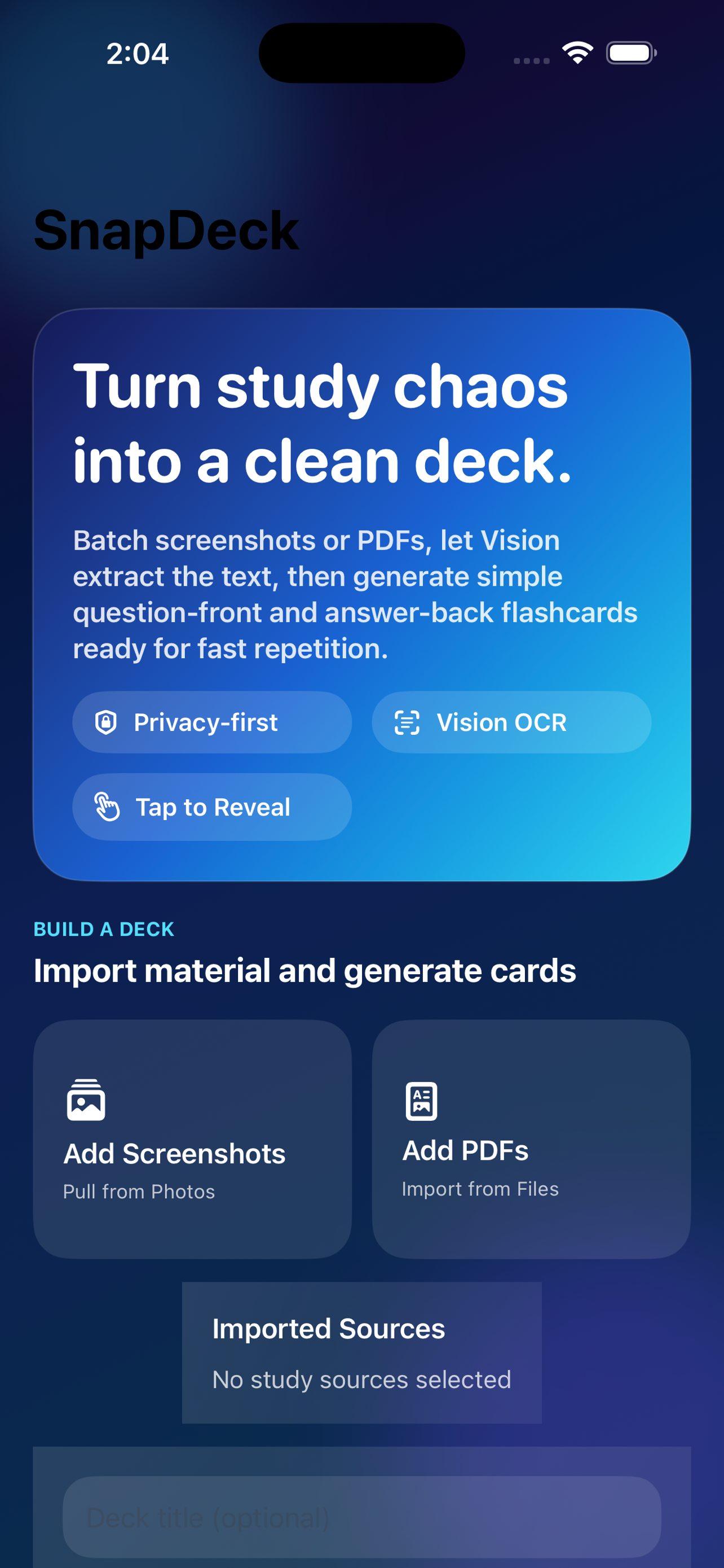 SnapDeck home screen preview